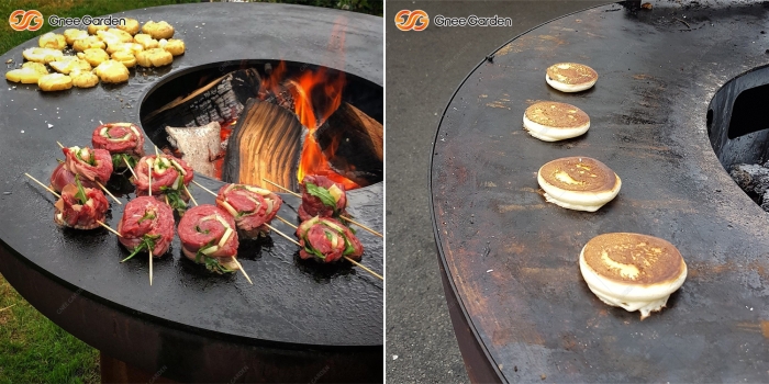 Modern Corten Wood-Burning Fire Barbeque Grill