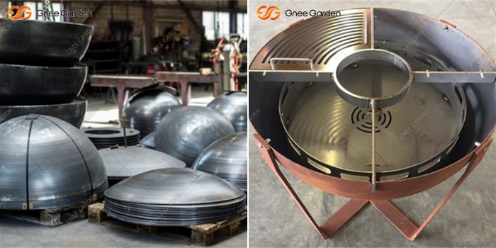 Modern Corten Semisphere Wood-burning Grill Bbq