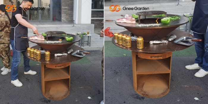 Garden Corten Double Layered Plancha BBQ