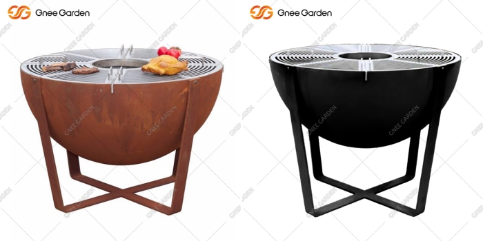 Backyard Corten Semisphere Wood-burning Grill