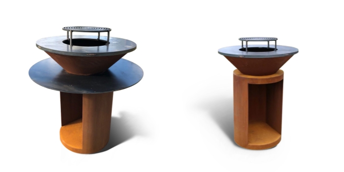 Outdoor Corten Double-Layered Plancha BBQ