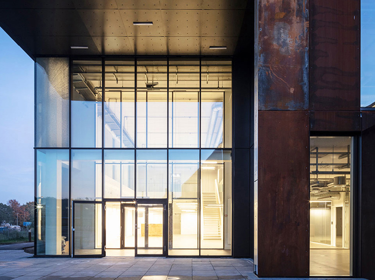 building clad in corten steel
