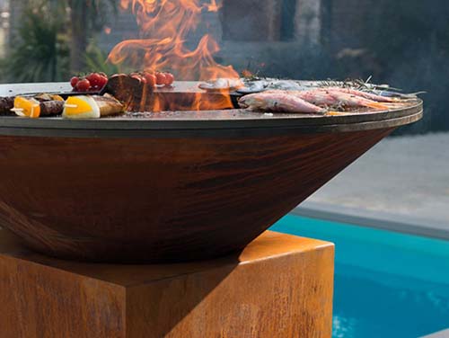 Modern Design CORTEN Steel Outdoor Wood / Charcoal BBQ Grill Kitchen Fire  Pit