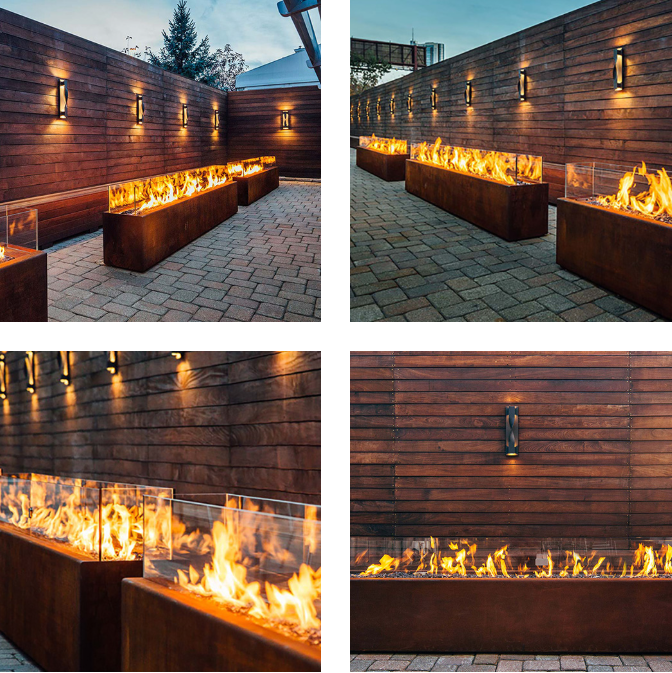 Outdoor Corten Steel Gas Fire Pit Table