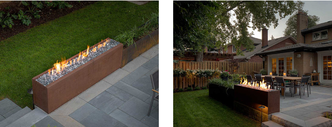 Outdoor Corten Steel Gas Fire Pit Table