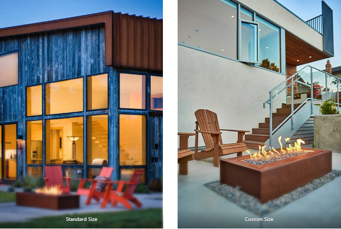Corten Outdoor Propane Length Fire Table