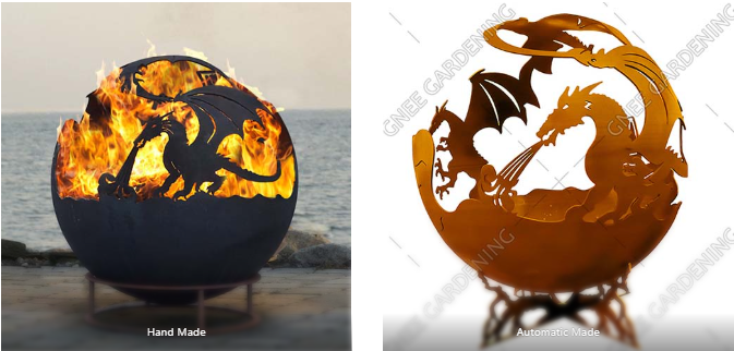 Fighting Dragons Globe Corten Steel Sphere Fire Pit