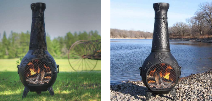 Cast Iron Grape Chiminea Fire Pit 
