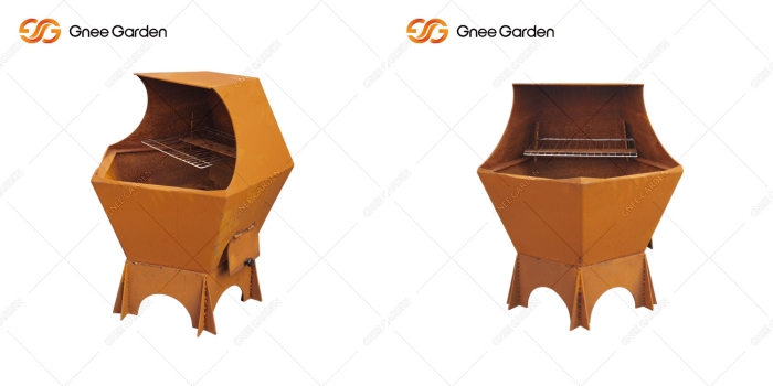 Decahedron Corten Steel Outdoor BBQ Grill