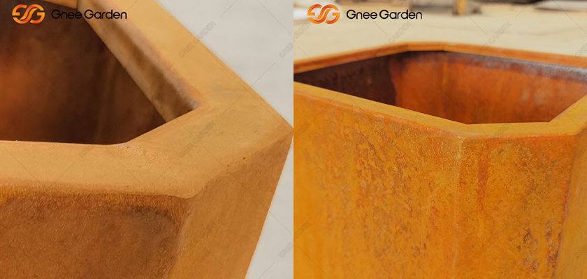  Octagon corten planter box