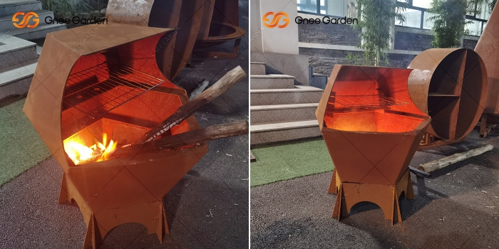 Portable Corten Steel Outdoor Barbecue