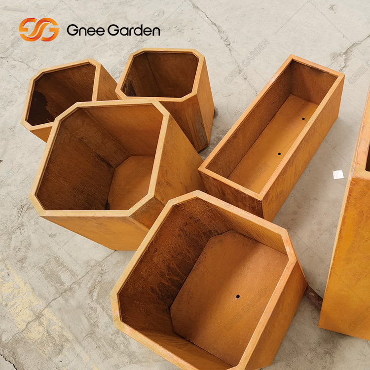 corten-planter-box-gn-pr-1221-octagon-design-flower-pot