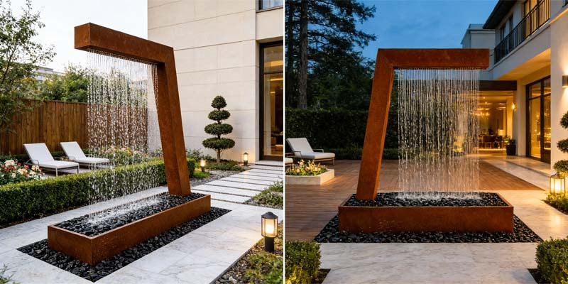 Corten Steel Water Wall Fountain