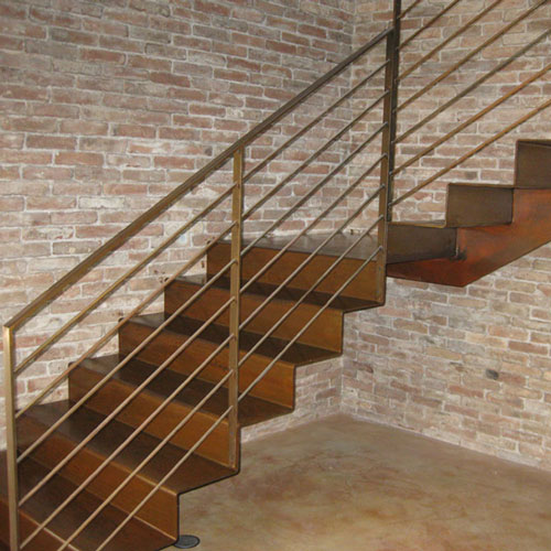 Corten Step with Handrail - Gnee Garden