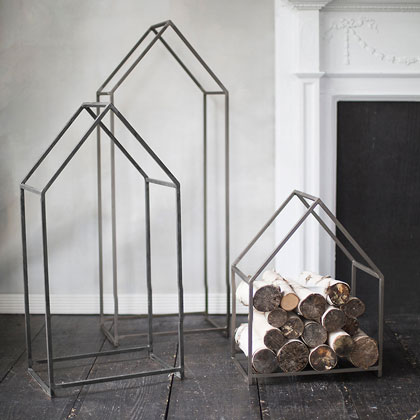 Steel Firewood Rack House Shaped - Gnee Garden