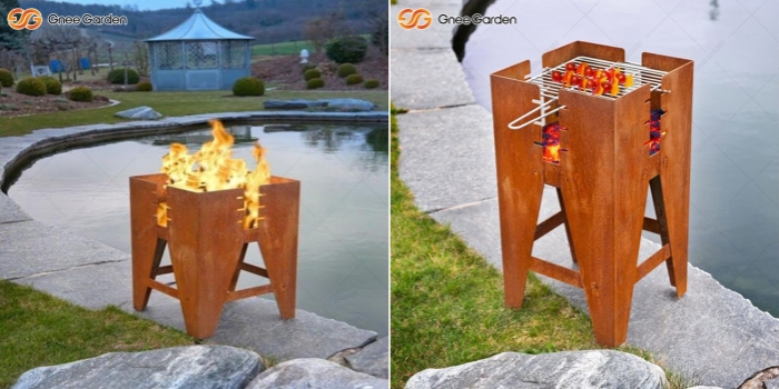 Small Corten Steel Fire Pit Barbecue