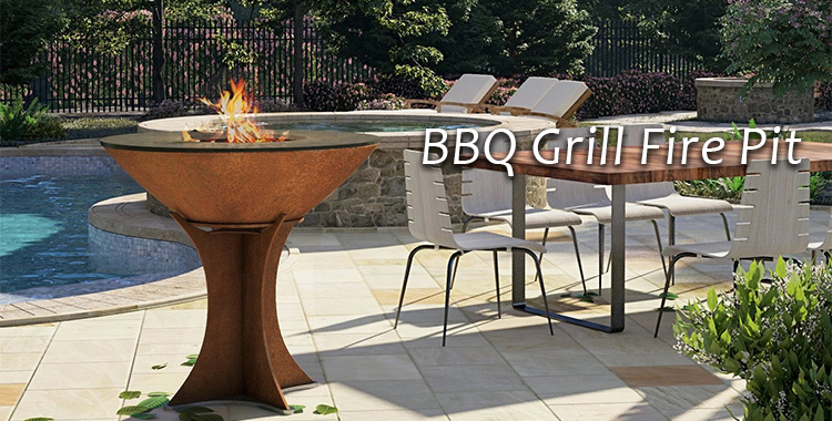 Garden Corten Steel BBQ Base Kitchen Grill
