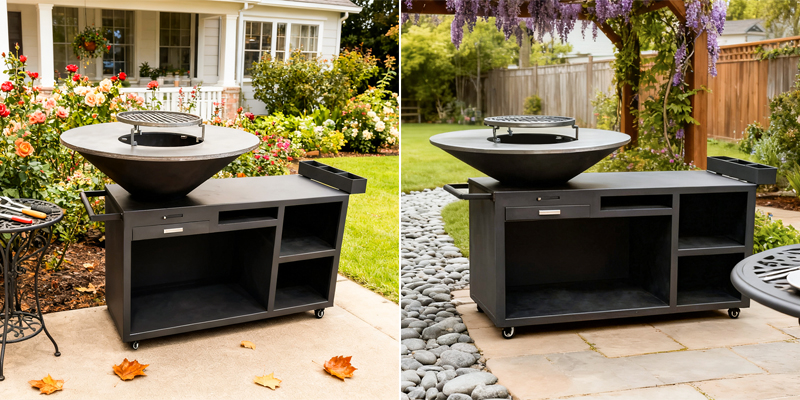 Large Metal Wood Burning BBQ Grills With Storage