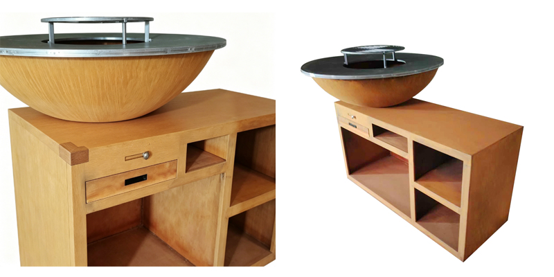 outdoor kitchen charcoal grill