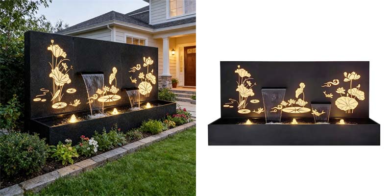 metal wall fountain outdoor