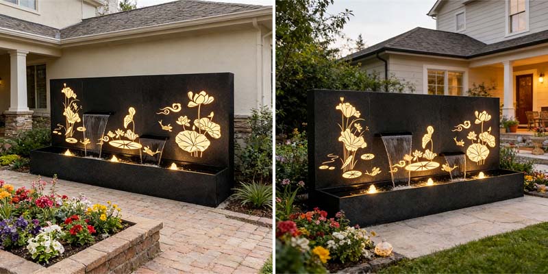 outdoor metal wall fountains