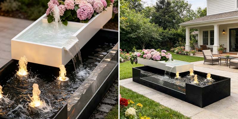 metal water fountain outdoor